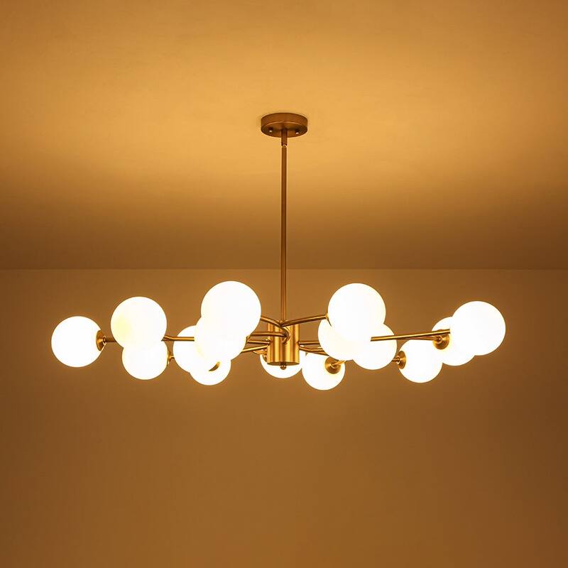 15-Light Spiral Branch Mid-century Frosted Glass Chandelier - 43.3 in