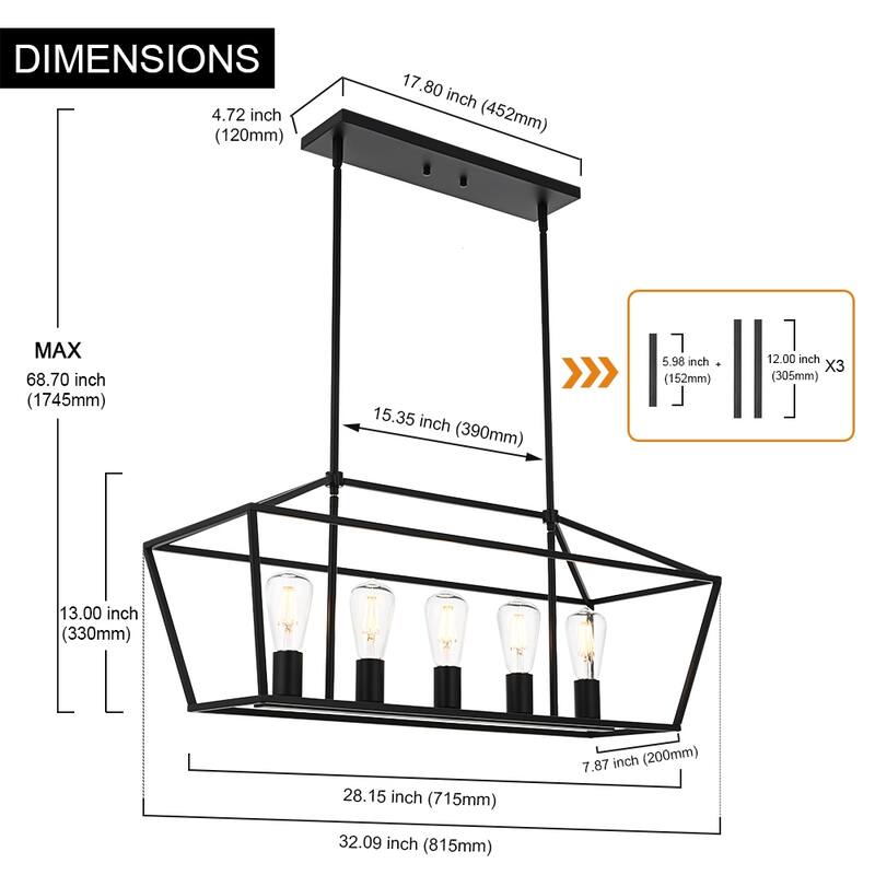 Kitchen Island Lantern Pendant Linear Chandelier