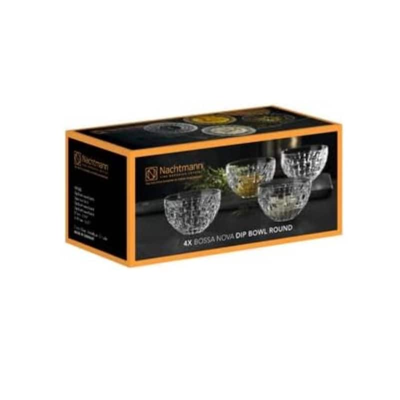 Nachtmann Set of 4 Bossa Nova Round Crystal Dip Bowls - 3.5 inches