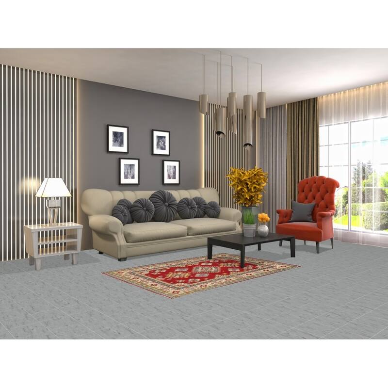 Red Kazak Accent Rug Handmade Wool Carpet - 3'4" x 5'2"