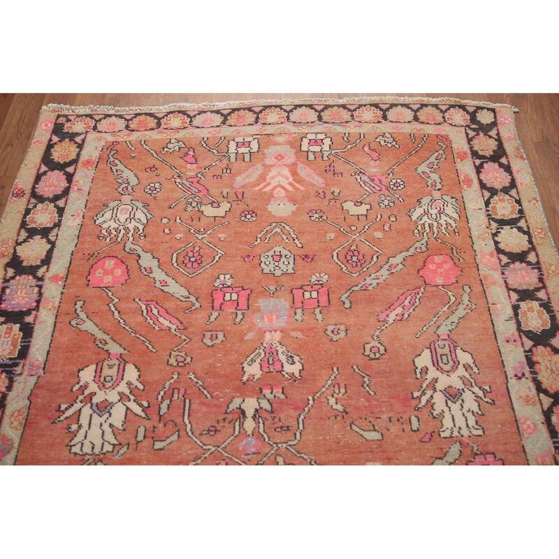Hand Knotted Oriental 100% Wool Carpet Traditional All-Over Oranges & Rust Tabriz Runner Rug - 9' 7'' X 4' 2''
