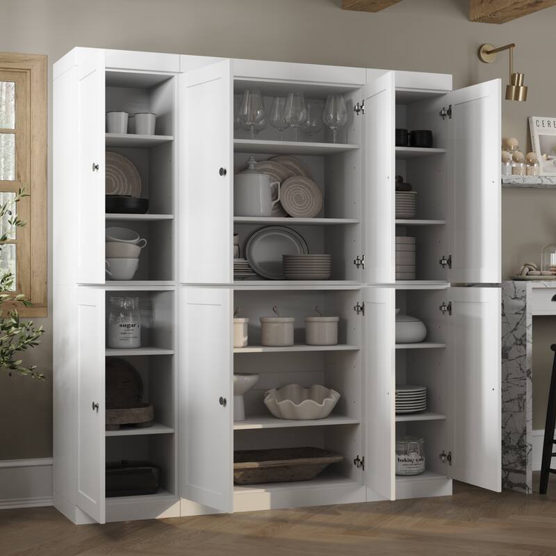 Palace Imports 100% Solid Wood 65" Pantry Cabinet with Shaker Doors and Adjustable Shelves