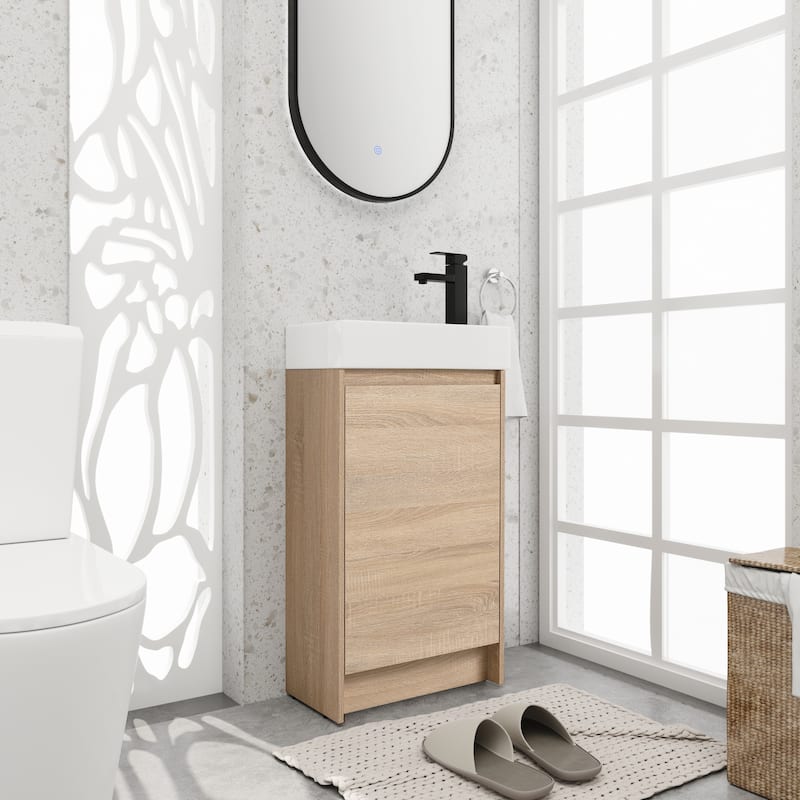 BNK 16/18 inch Freestanding Bathroom Vanity with Single Sink and Soft Close Door