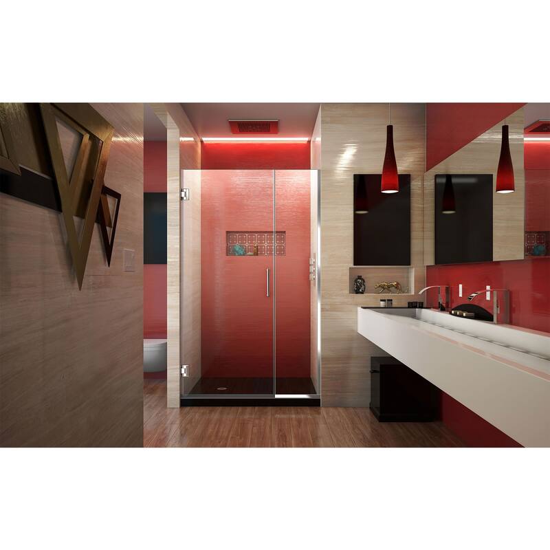 DreamLine Unidoor Plus 41-41 1/2 in. W x 72 in. H Frameless Hinged Shower Door - 41" - 41.5" W - Chrome Finish