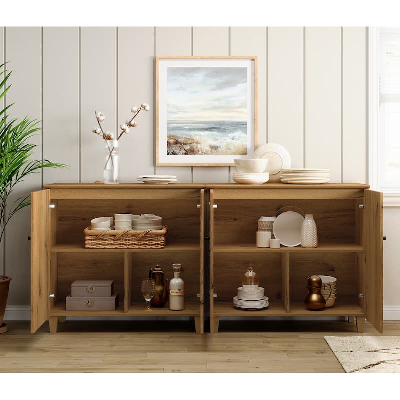 Buffet Cabinet with 3 Compartments for Dining Room, 32.4"H Sideboard