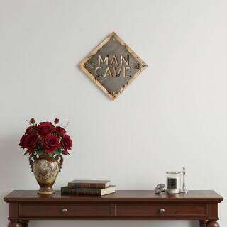 HomeRoots 19" X 18" Brown And Silver Man Cave Wood Wall Decor