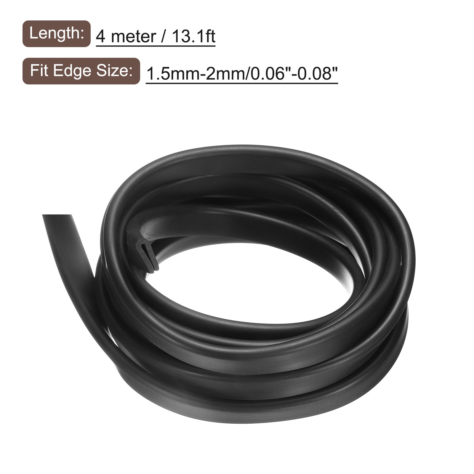 Rubber U Channel Trim, Guard Seal Strip Edge Protector Flat Type - Black