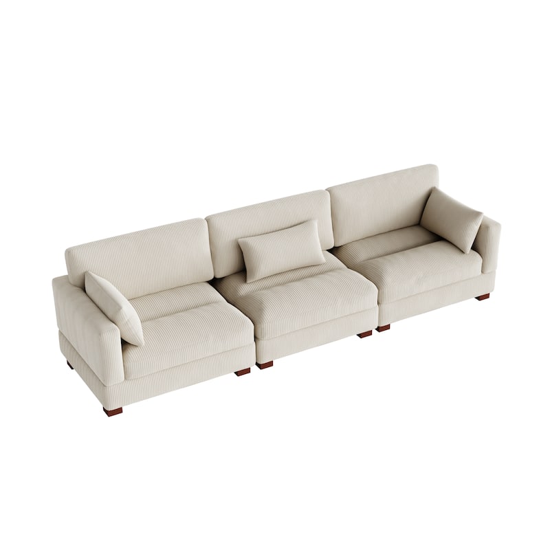 Modern 3-Piece Corduroy Sectional Sofa 3 Seater Sofa For Living Room