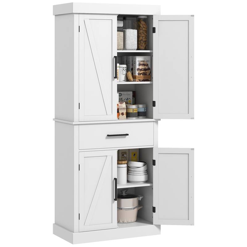 Farmhouse 72" Tall Kitchen Pantry Storage Cabinet