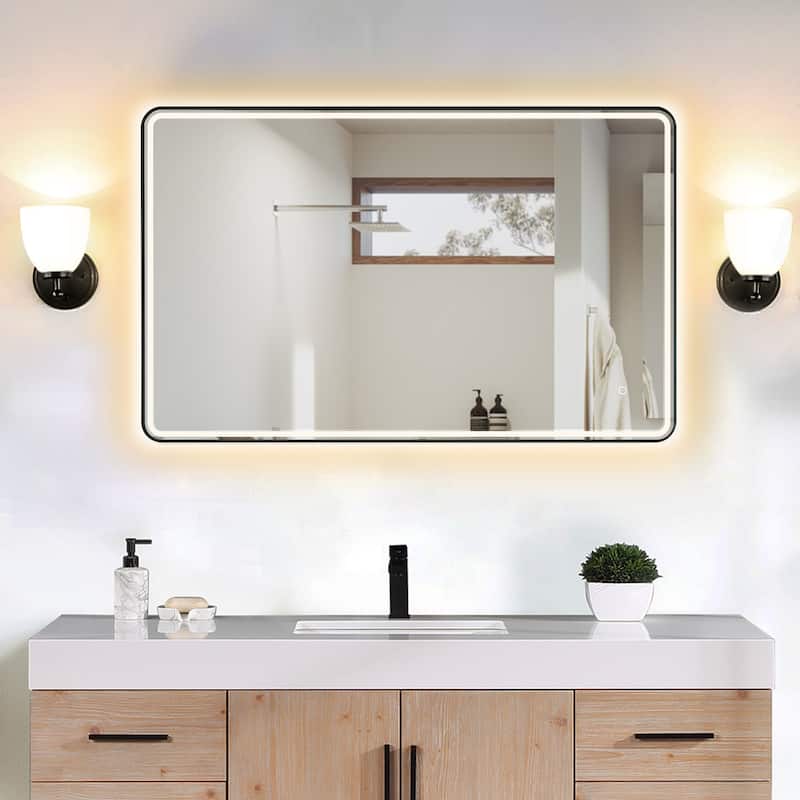 Altair Viaggi Rectangle Framed LED Lighted Wall Mirror