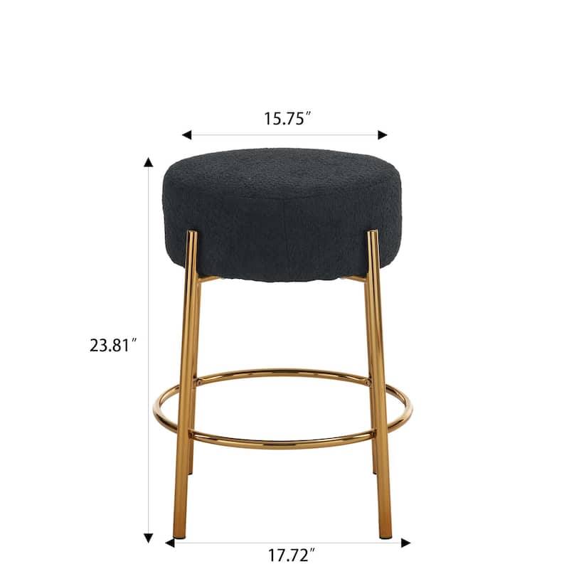Set of 2 Contemporary Round Upholstered Dining Stools, Bar Stools