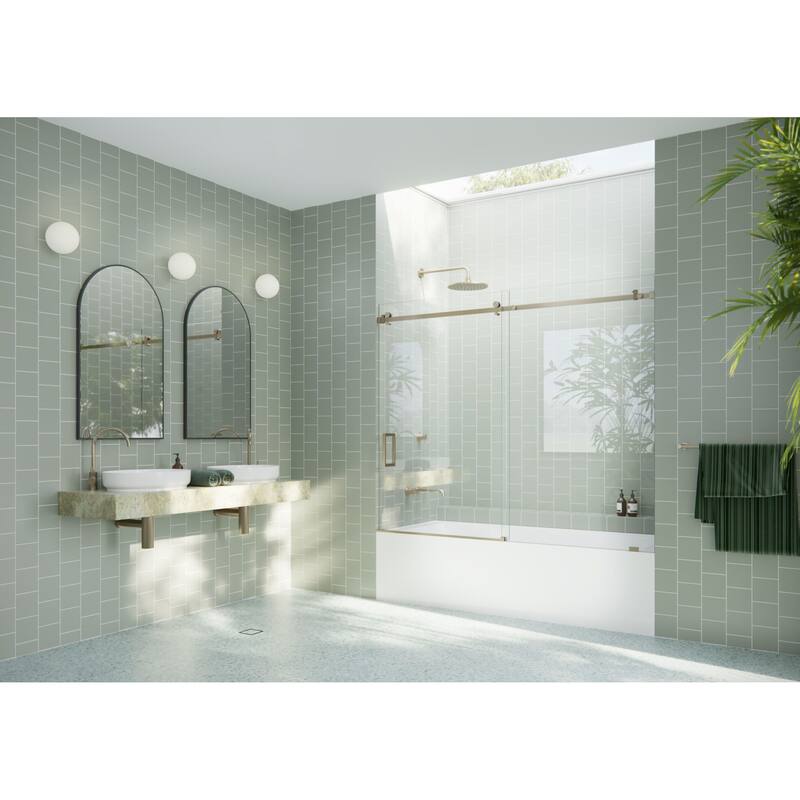 Glass Warehouse B-SQSLD-72 Astro 60" High x 72" Wide Sliding Frameless - Brushed Bronze
