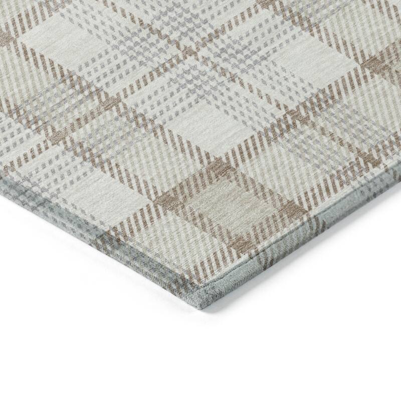 HomeRoots Plaid Transitional Rectangle Outdoor Rug