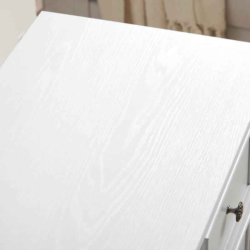 Crisp White 6-Drawer Dresser, Elegant Living Room Storage Solution