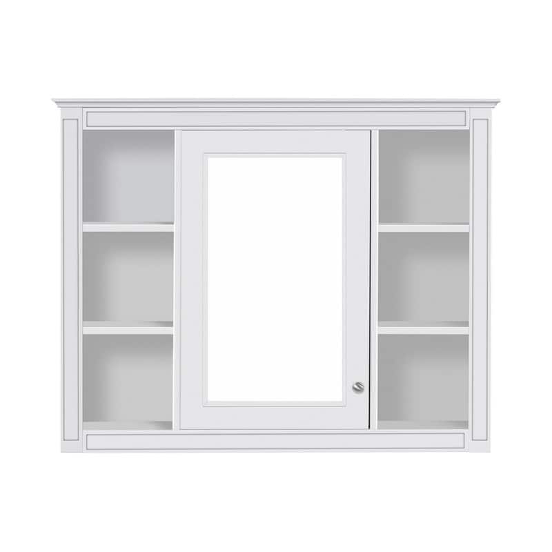 35'' x 27.5'' Modern Bathroom Wall Medicine Cabinet, Wall Mounted Bathroom Storage Cabinet with Mirror and 6 Open Shelves - N/A