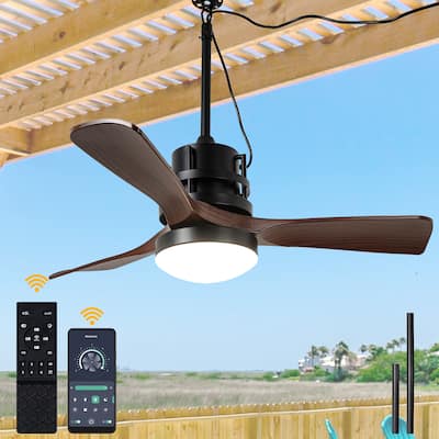 Cusp Barn 42 Inch Outdoor Indoor Ceiling Fan with Light and APP Control, Farmhouse 6 Speeds Plug-in Waterproof Ceiling Fan