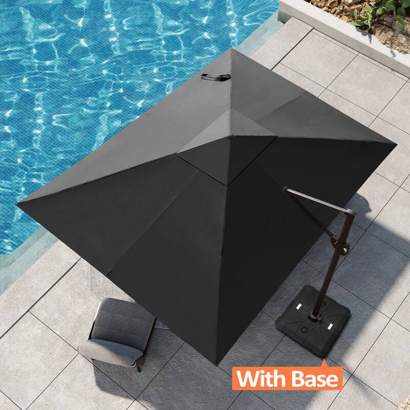 Outdoor Patio 9 FT x 11.5 FT Cantilever-Offset Umbrella with HDPE Base Stand - Black