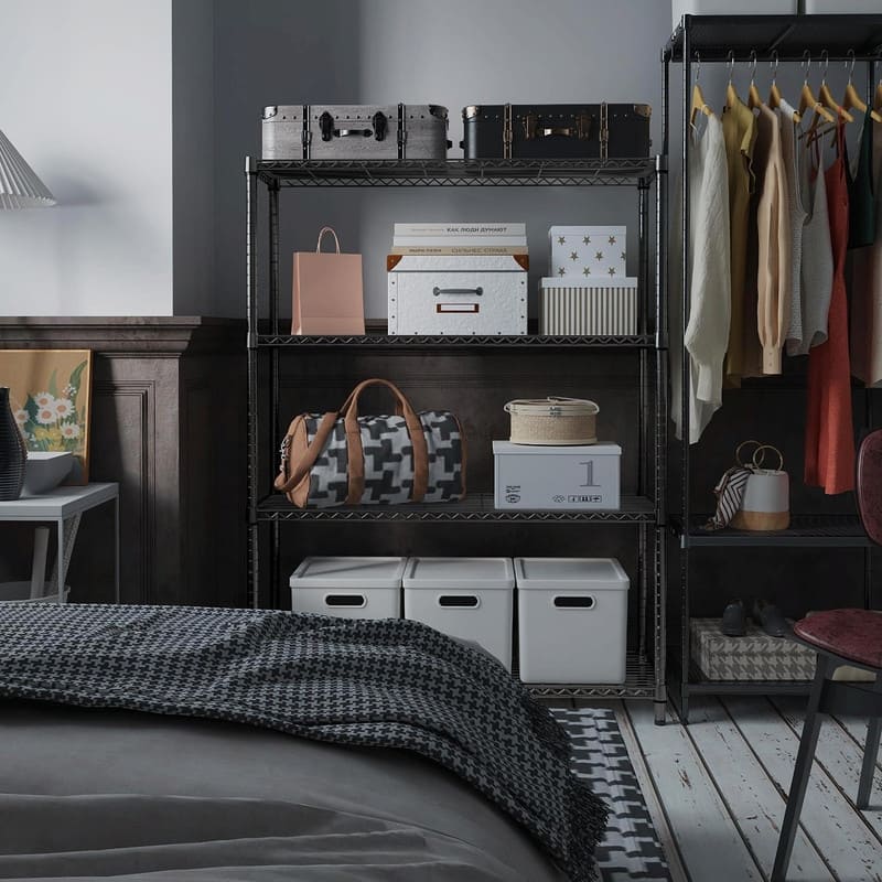 1400 LBS Heavy Duty Garage Shelving, 4-Tier Adjustable Black Metal Wire Storage Shelf Unit