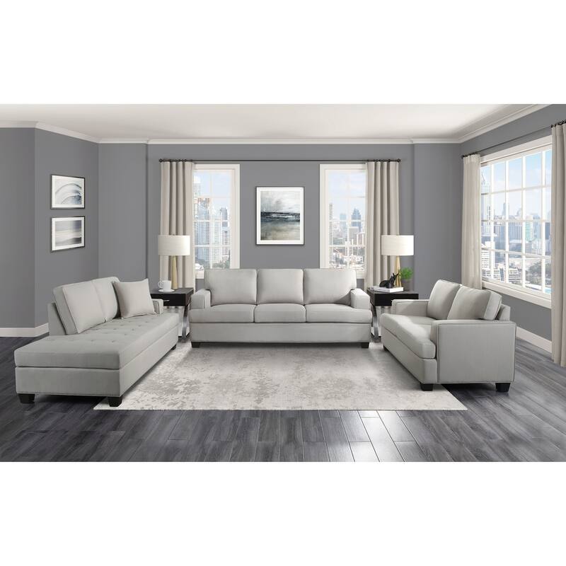 Jobyna Khaki Textured Fabric Living Room Set