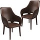 preview thumbnail 1 of 63, Vivara Set of 2 Leather Dining Chair with Padded Seat - Mid-Century Arm Chair for Home Office Bar & Kitchen Dark Brown