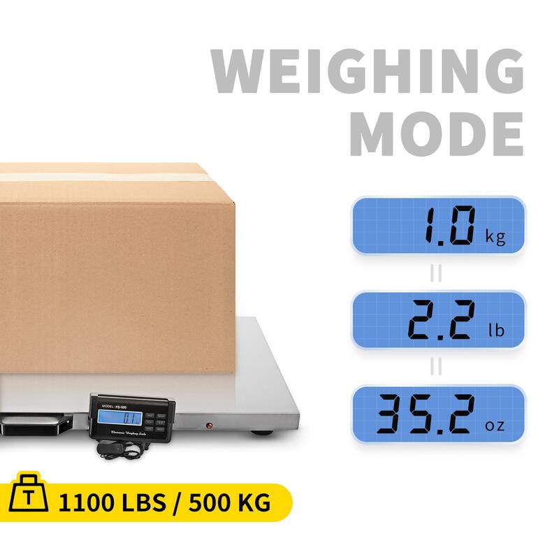 1100Lbs x 0.2Lbs Digital Livestock Scale Large Pet Vet Scale Stainless Steel Platform Electronic Postal Shipping Scale