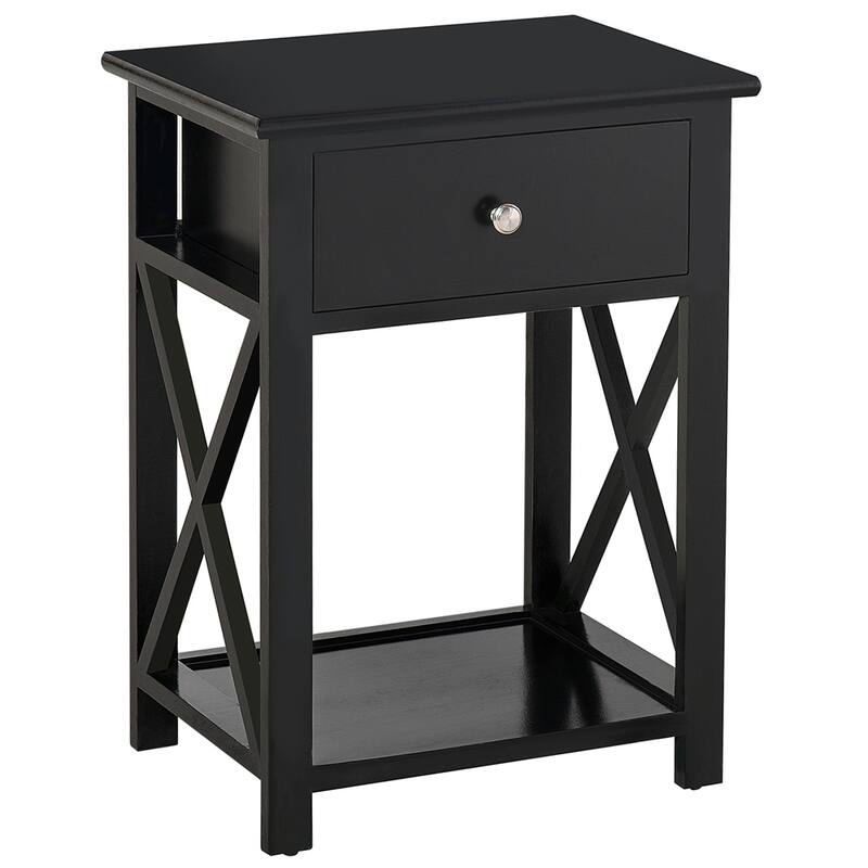 Farmhouse End Table with Storage Drawer, Open Shelf and Xframe Bed Bath & Beyond 39885621