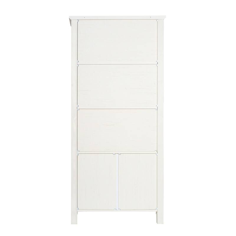 3 Tier Farmhouse Style Storage Cabinet Bookshelf with Glass Doors