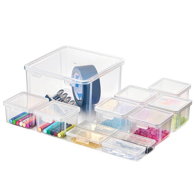 Sorbus 12-Piece Sewing and Craft Material Storage Set with Lids Box and Organizer - 8.3"L x 8.4"W x 5.1"H