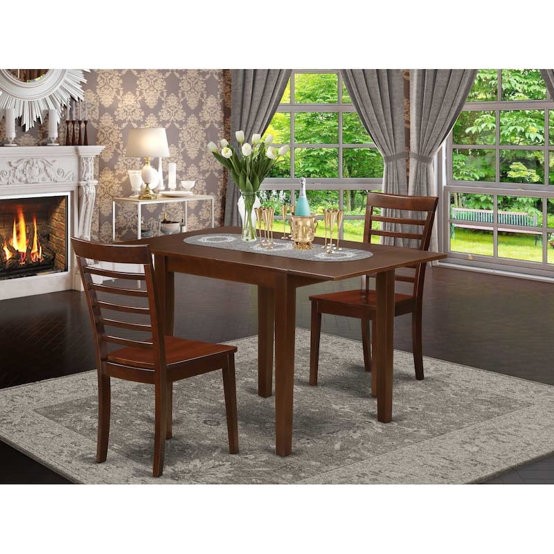 HomeStock 3-Pc Mahogany Finish Solid Wood Top Dining Table Set
