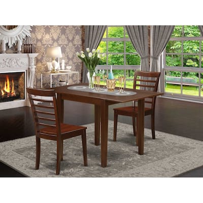 HomeStock 3-Pc Mahogany Finish Solid Wood Top Dining Table Set