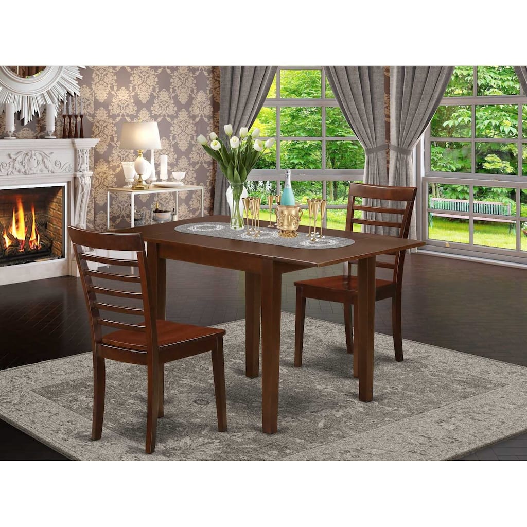 HomeStock 3-Pc Mahogany Finish Solid Wood Top Dining Table Set