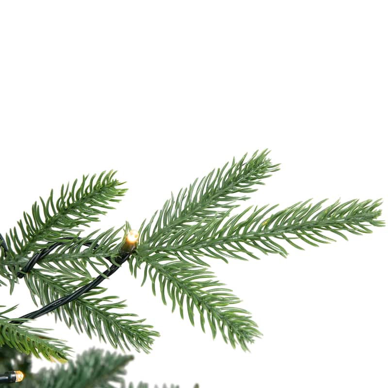 6.5' Juniper Pine Artificial Christmas Tree, Warm White LED Lights - 6.5 Foot