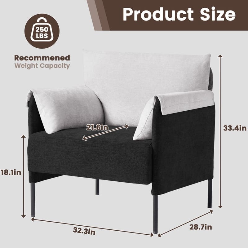 Two-Tone Upholstered Accent Chair with Wrapped Armrests