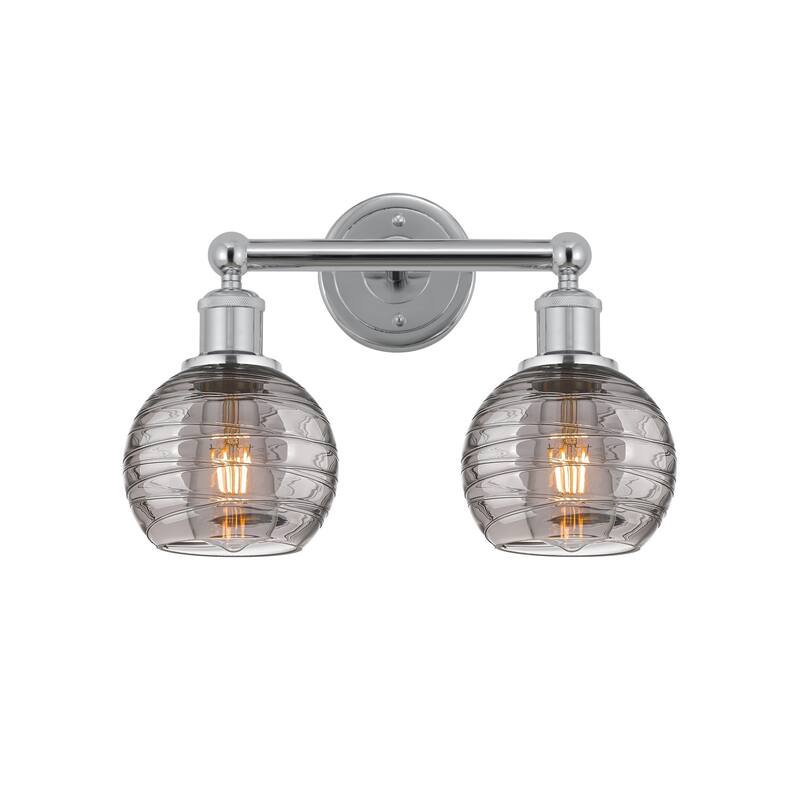 Innovations Lighting 616-2W 10 15 Athens Deco Swirl Vanity Athens Deco - Polished Chrome / Light Smoke Deco Swirl