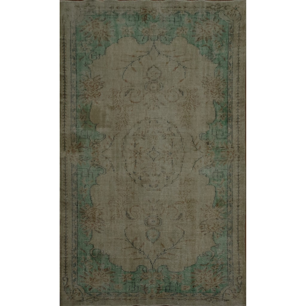 Hand Knotted Oriental 100% Wool Carpet Transitional Floral Beige & Ivories Anatolian Area Rug - 8' 3'' X 5' 3''