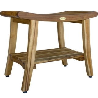 EcoDecors Harmony 24" Teak Shower Bench with Shelf, Liftaide Arms - Bed ...
