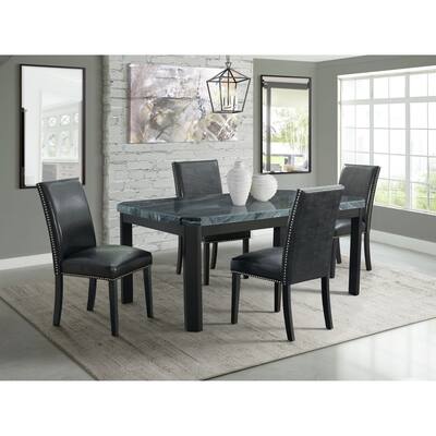 Picket House Furnishings Celine Rectangular 5PC Black PU Chairs Dining Set-Table & Four Chairs