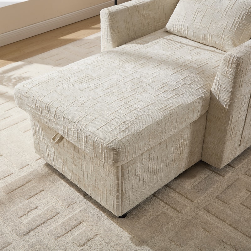 Multifunctional Lazy Person Sofa Recliner,Storage Backrest With Cell Phone Bracket Chenille Single Leisure Chair