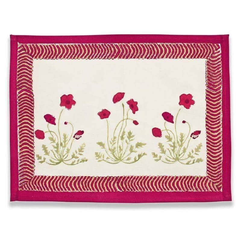 Couleur Nature Poppies Mats, 15x18-inch (set of 6) - Placemat 15x18-inch