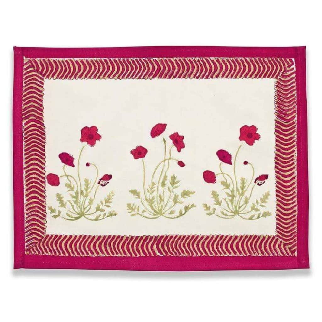 Couleur Nature Poppies Mats, 15x18-inch (set of 6)