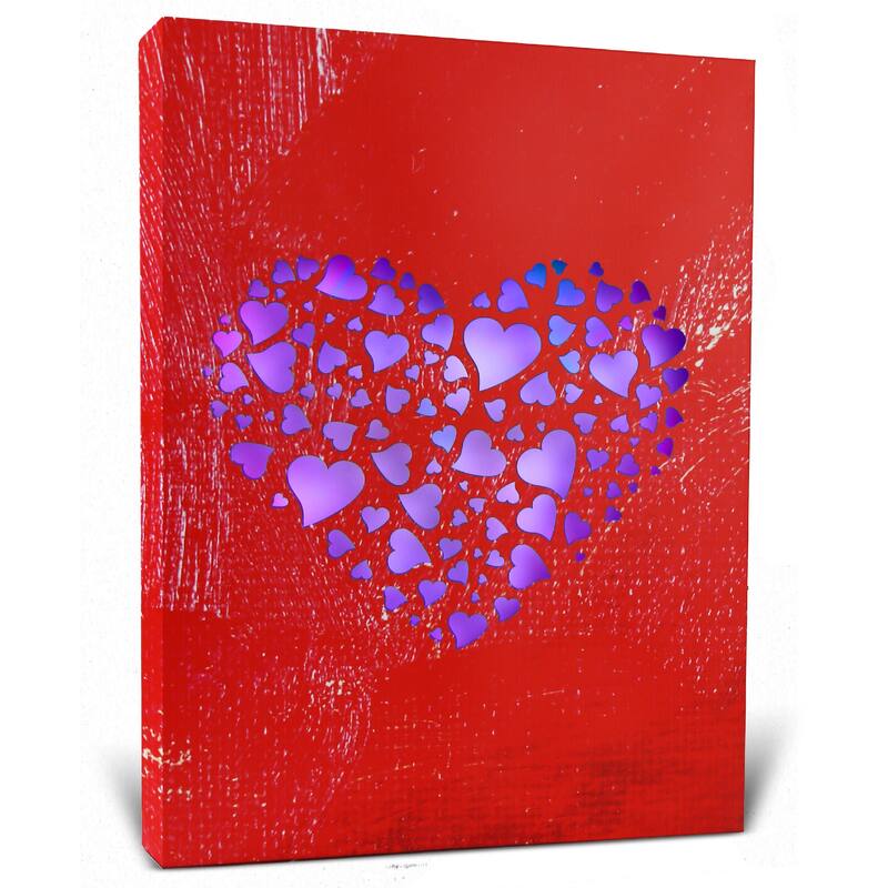 CoTa Global Hearts Light Up LED Wall Art - Changing Color LED Light - 15.75Lx11.9Wx1H inches