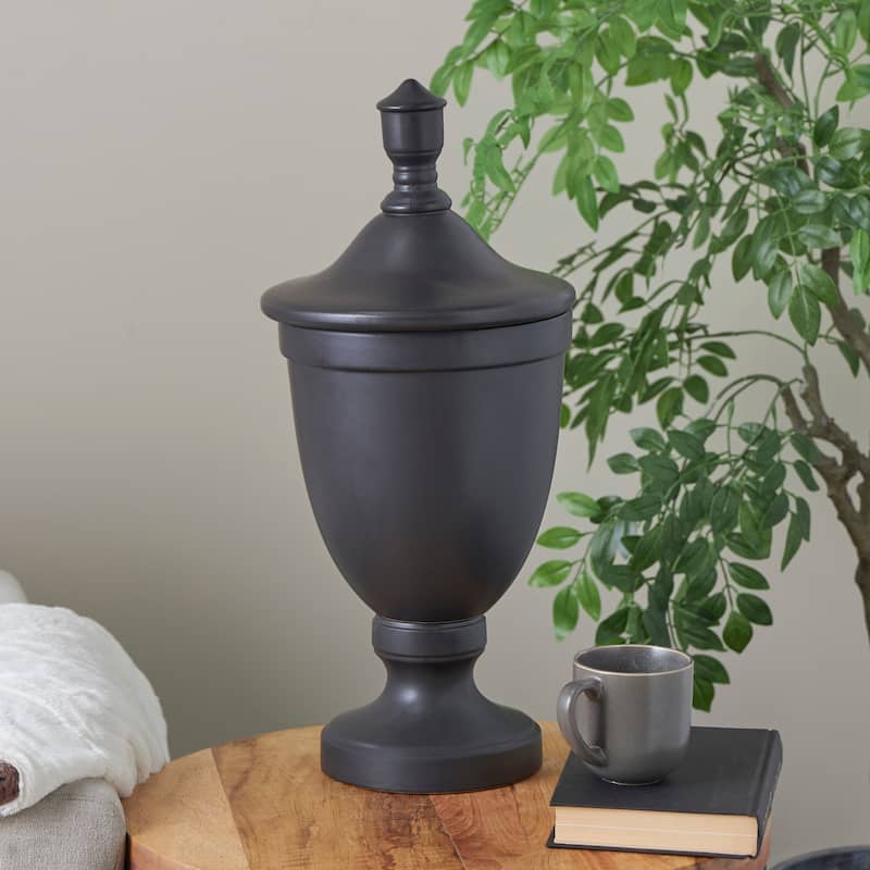 Black or White Ceramic Fluted Urn Shaped Decorative Jars with Lid - Black - 10"W, 22"H