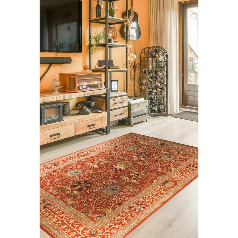 Home Decor Rust Hand-Tufted Wool Morris Rug by EORC Luxurious and Elegant Area Rug for Adding Warmth and Timeless Charm to You - 7'9" x 9'9" - Multi
