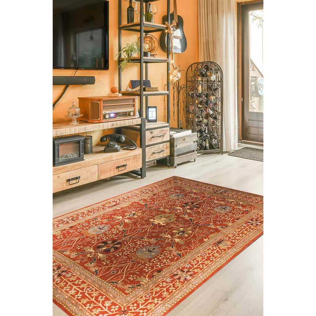 Home Decor Rust Hand-Tufted Wool Morris Rug by EORC Luxurious and Elegant Area Rug for Adding Warmth and Timeless Charm to You