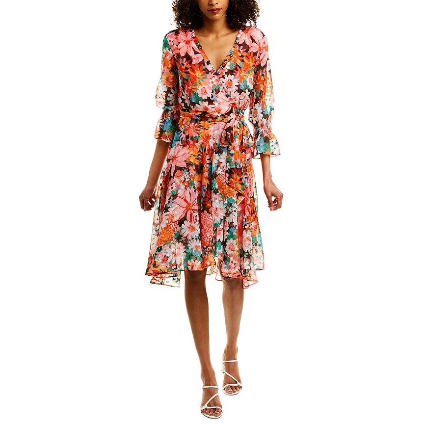 tahari faux wrap dress