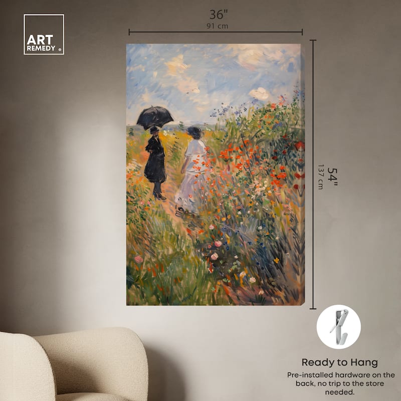 Art Remedy A Stroll Through The Flowers Gallery Wrapped Impressionism 1 Piece Canvas Wall Art