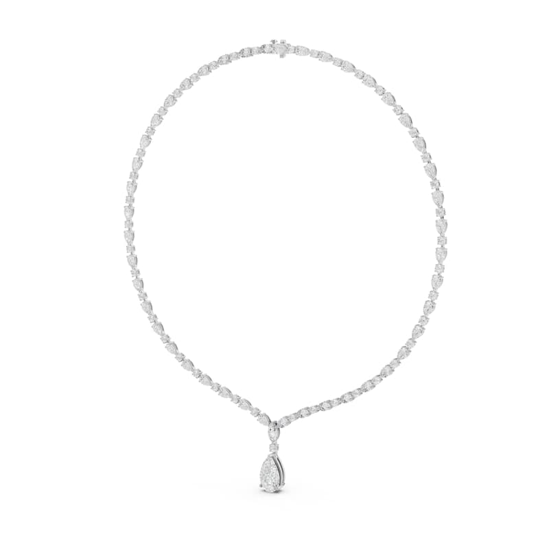 Auriya 14K Gold Lab Grown Alternating Diamond Lined Pear Drop Necklace 23.00 ct. tw. (F-G VS)