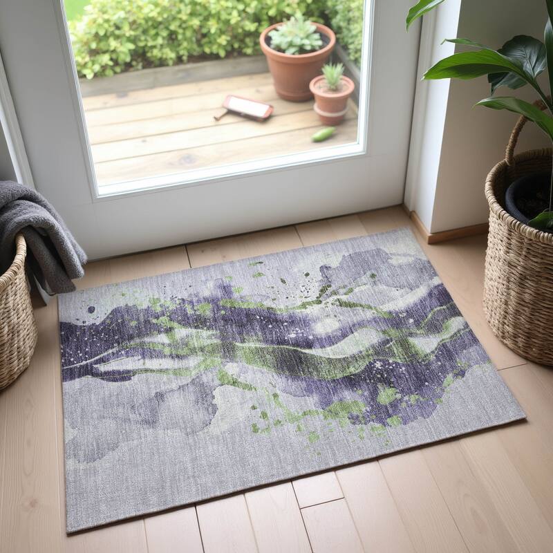 Premium Washable Super Soft Abstract Glam Mayfield Rug - Purple - 1'8" x 2'6"