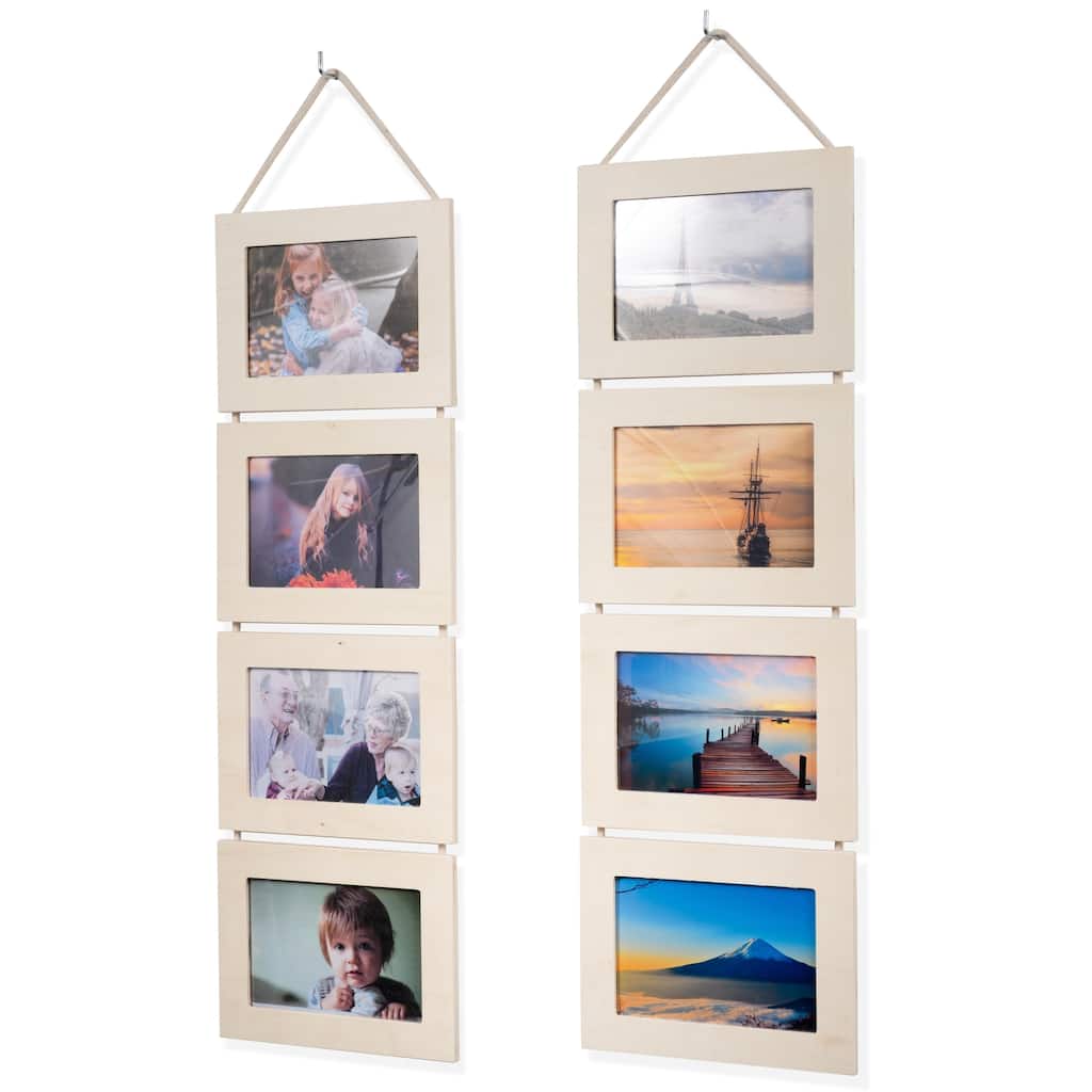 Wallniture Aries 4x6 Picture Collage Frame for Wall Decor, Natural, Set of 2