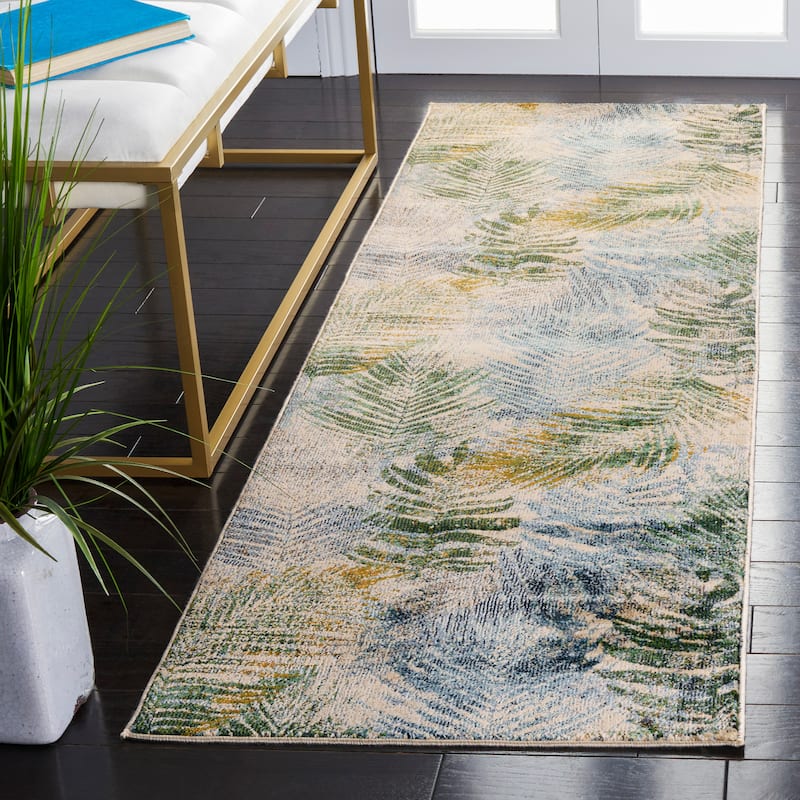 SAFAVIEH Lillian Herriet Tropical Rug - 2'2" x 7' Runner - Blue/Green